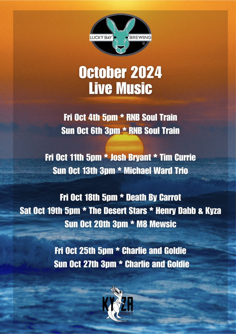 October 2024 live music program at Lucky Bay Brewing Esperance