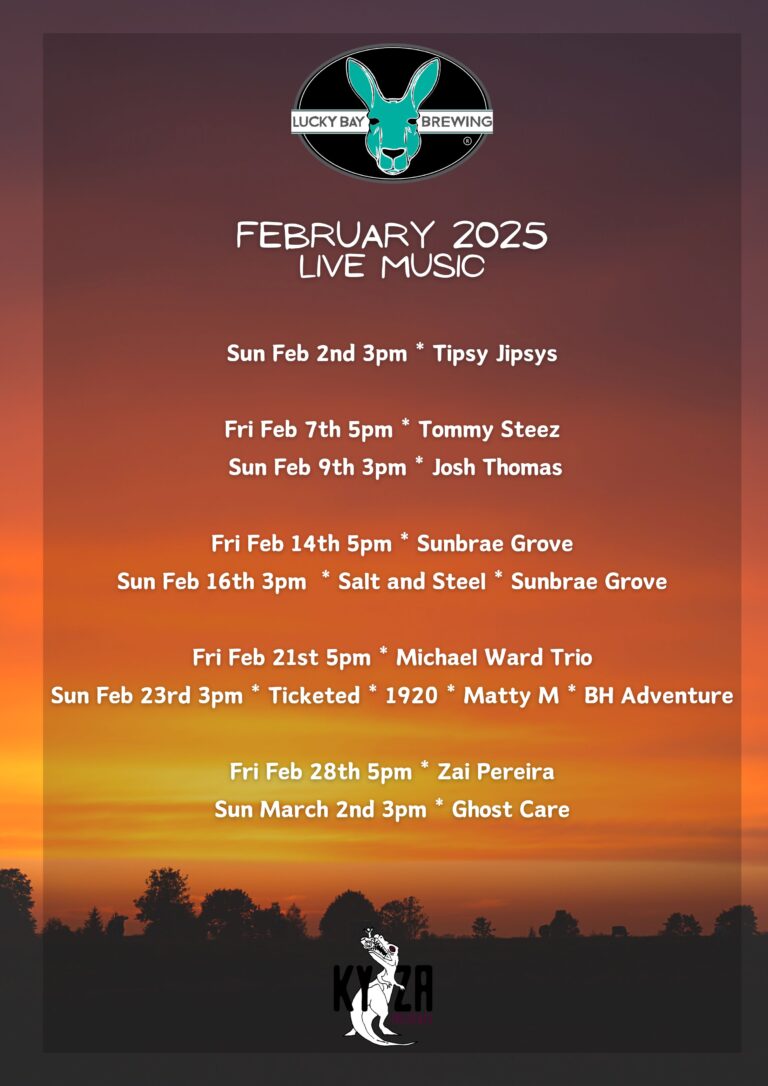 Lucky Bay Brewing live music program for February 2025