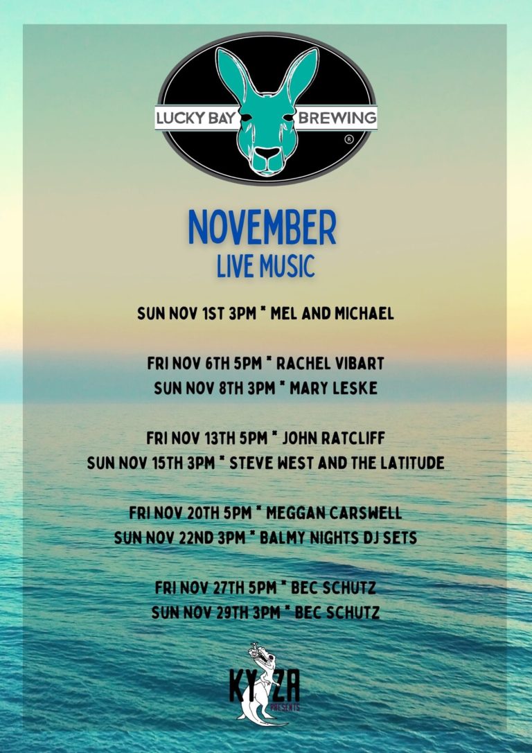 November music line-up at Lucky Bay Brewing